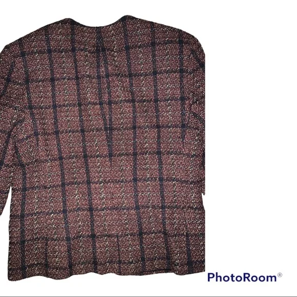 Rena Rowan Wool Blend (Brown, black, and cream) Blazer Size 12. - Picture 3 of 10